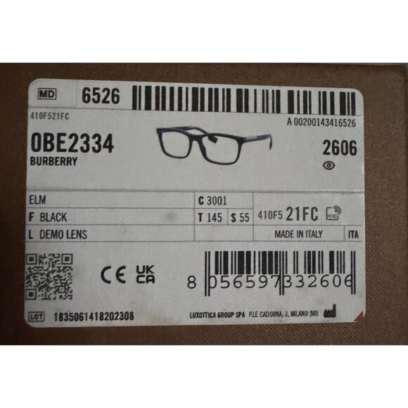 Burberry Edison 53/20/145 Men's Square Eyeglasses With Matching Case & Box - Picture 14 of 16